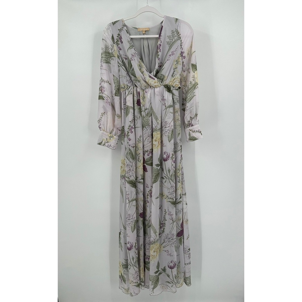 Womens Fairy Babydoll Maxi Dress Size S Romantic Floral Pastes Garden Party
